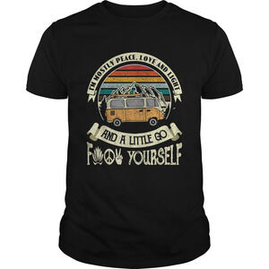 Im Mostly Peace Love And Lighta Little Go Hippie Van Shirt